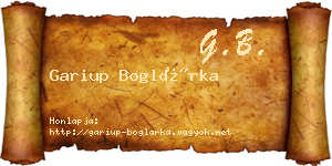Gariup Boglárka névjegykártya